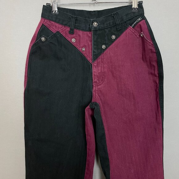 Vintage Western Ethics Jeans Vest Top Pants Country Maroon Black Women Two Tone - Picture 7 of 16